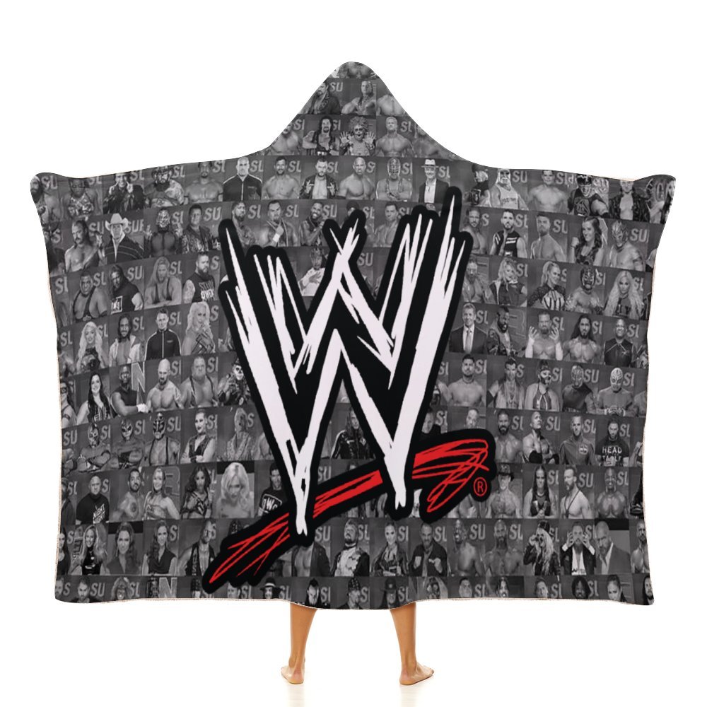 WWE Hooded Blanket Poncho, Wearable Hooded Blanket Cozy Soft Warm Plush Fleece Blanket for Adult Women Men